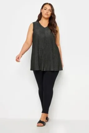 YOURS Curve Black Foil Print Vest Top