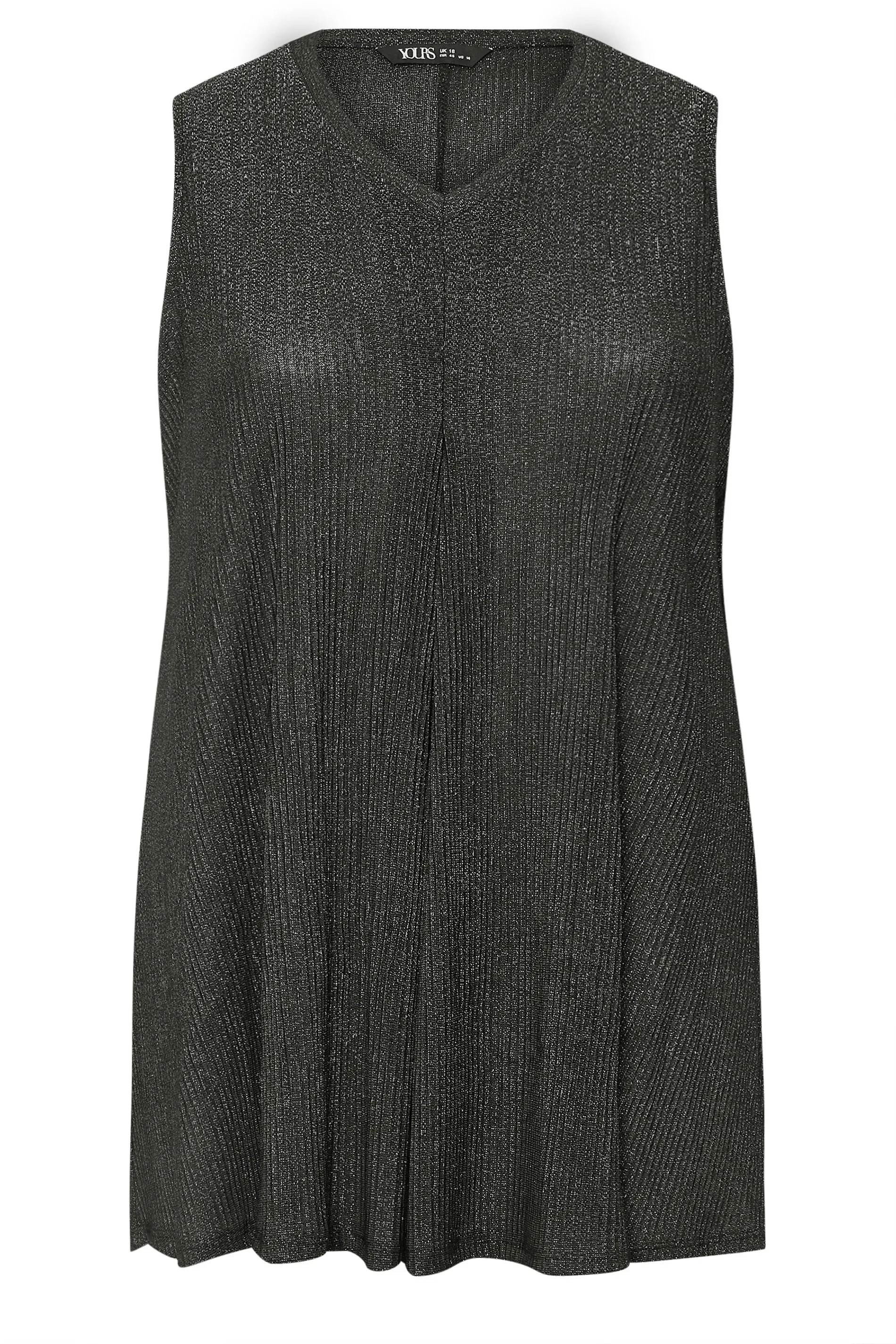 YOURS Curve Black Foil Print Vest Top