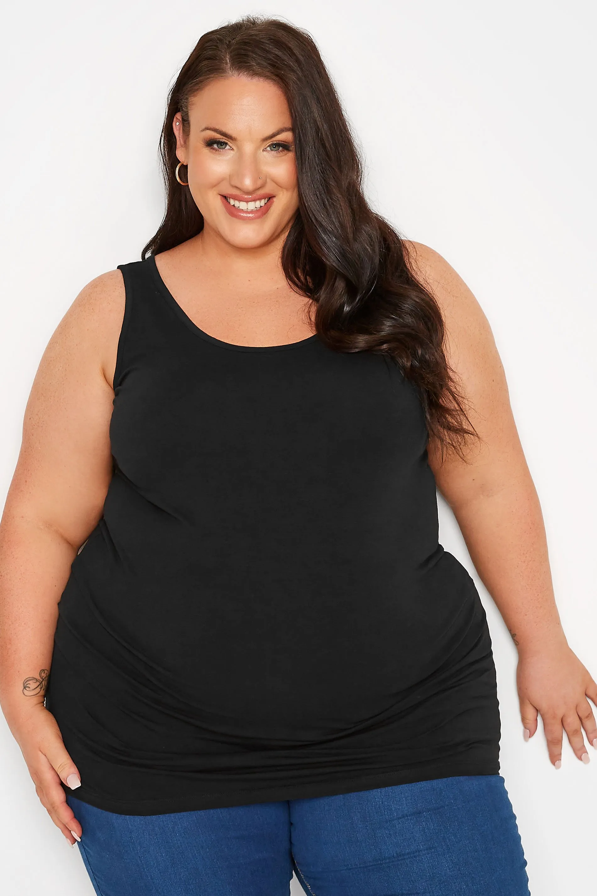 YOURS Curve Black Longline Vest Top