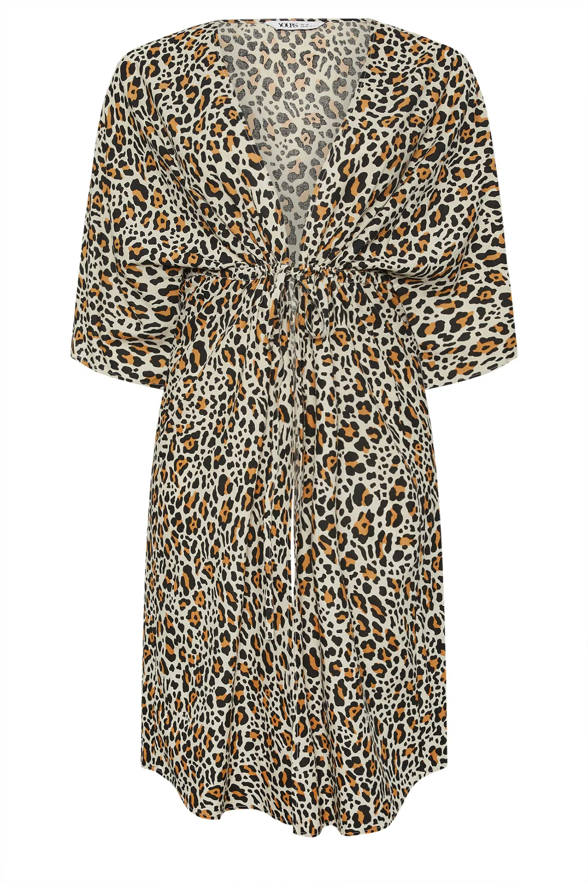 YOURS Curve Brown Leopard Print Longline Kimono