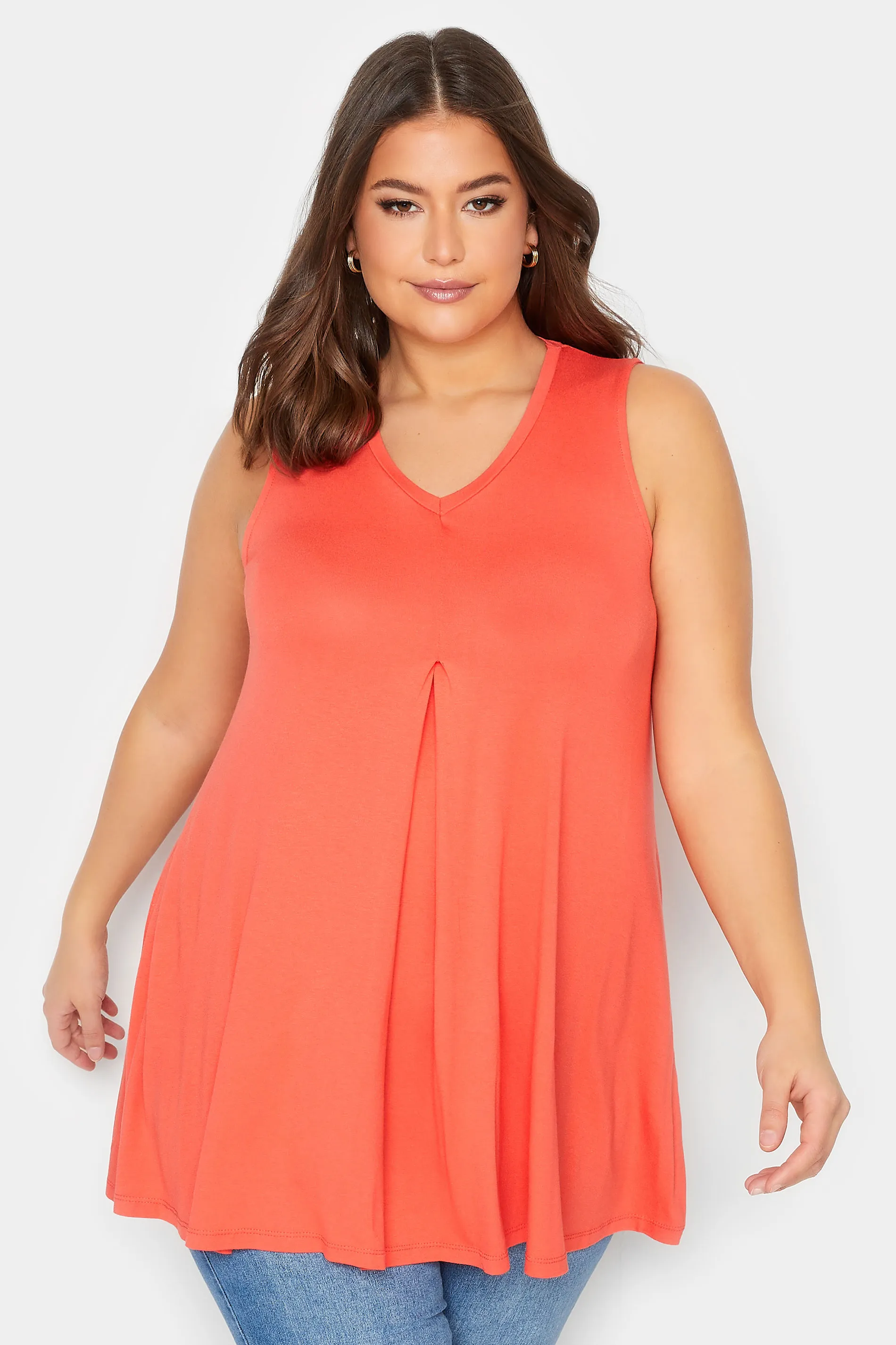 YOURS Curve Orange Pleat Swing Vest Top