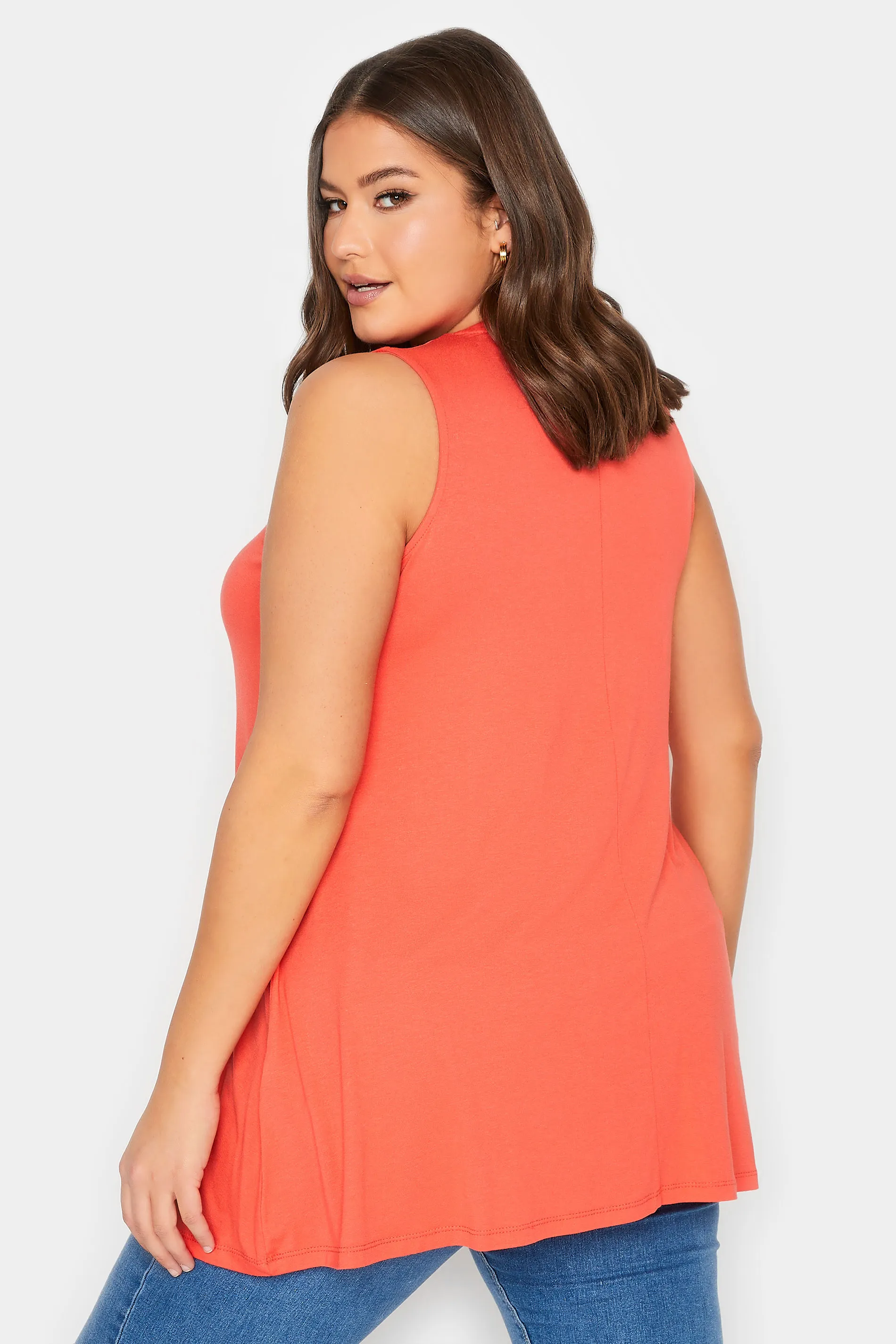 YOURS Curve Orange Pleat Swing Vest Top