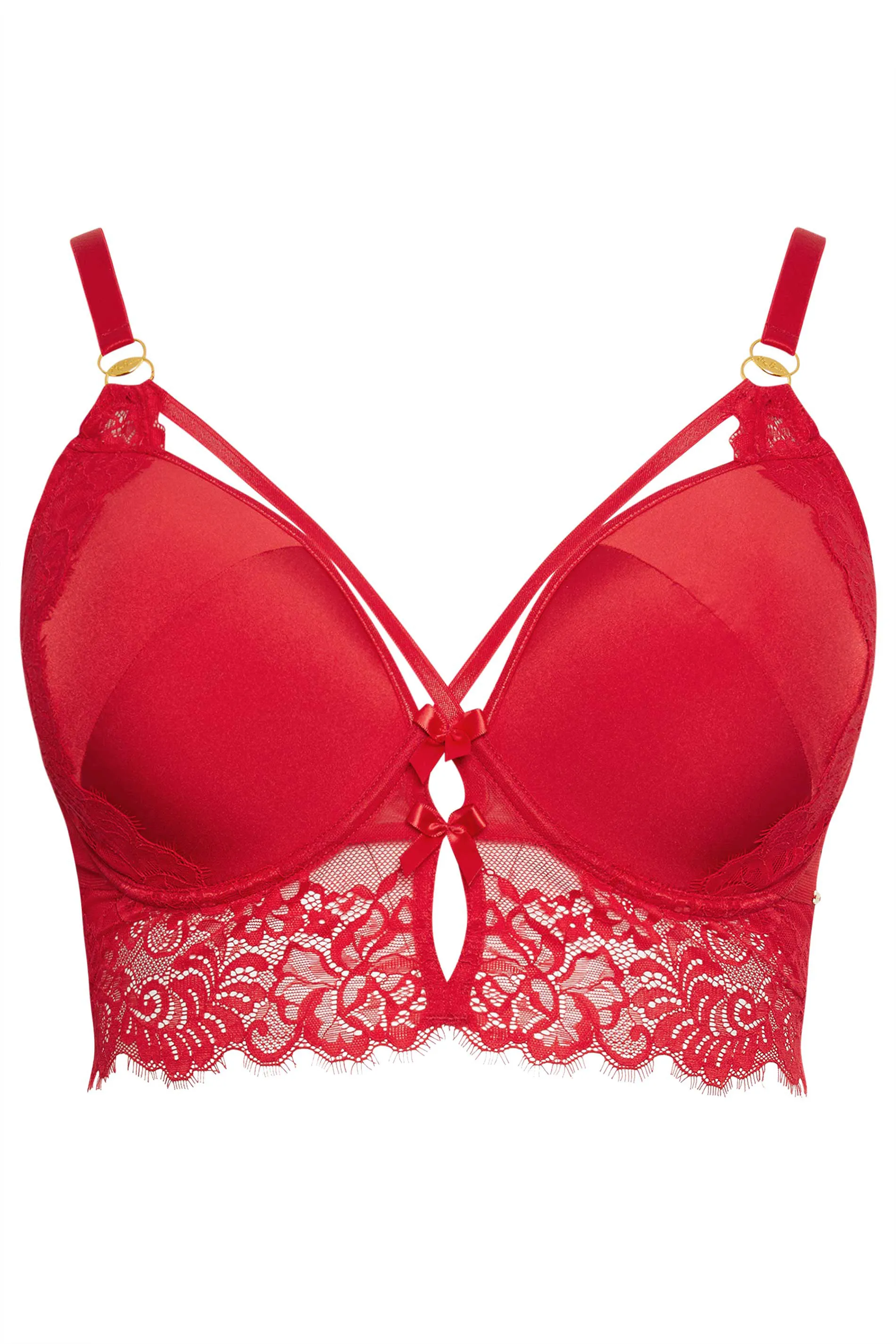 YOURS Curve Red Lace Strap Detail Padded Longline Bra