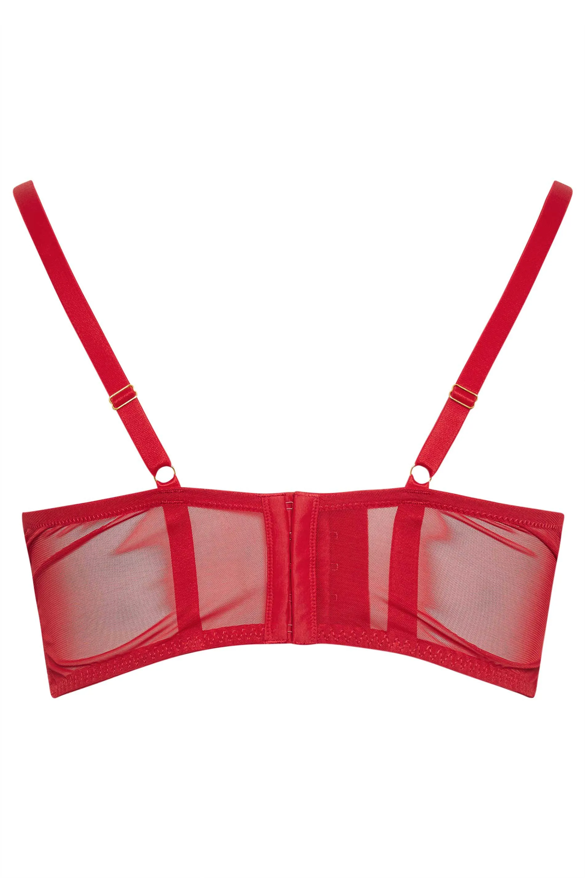 YOURS Curve Red Lace Strap Detail Padded Longline Bra