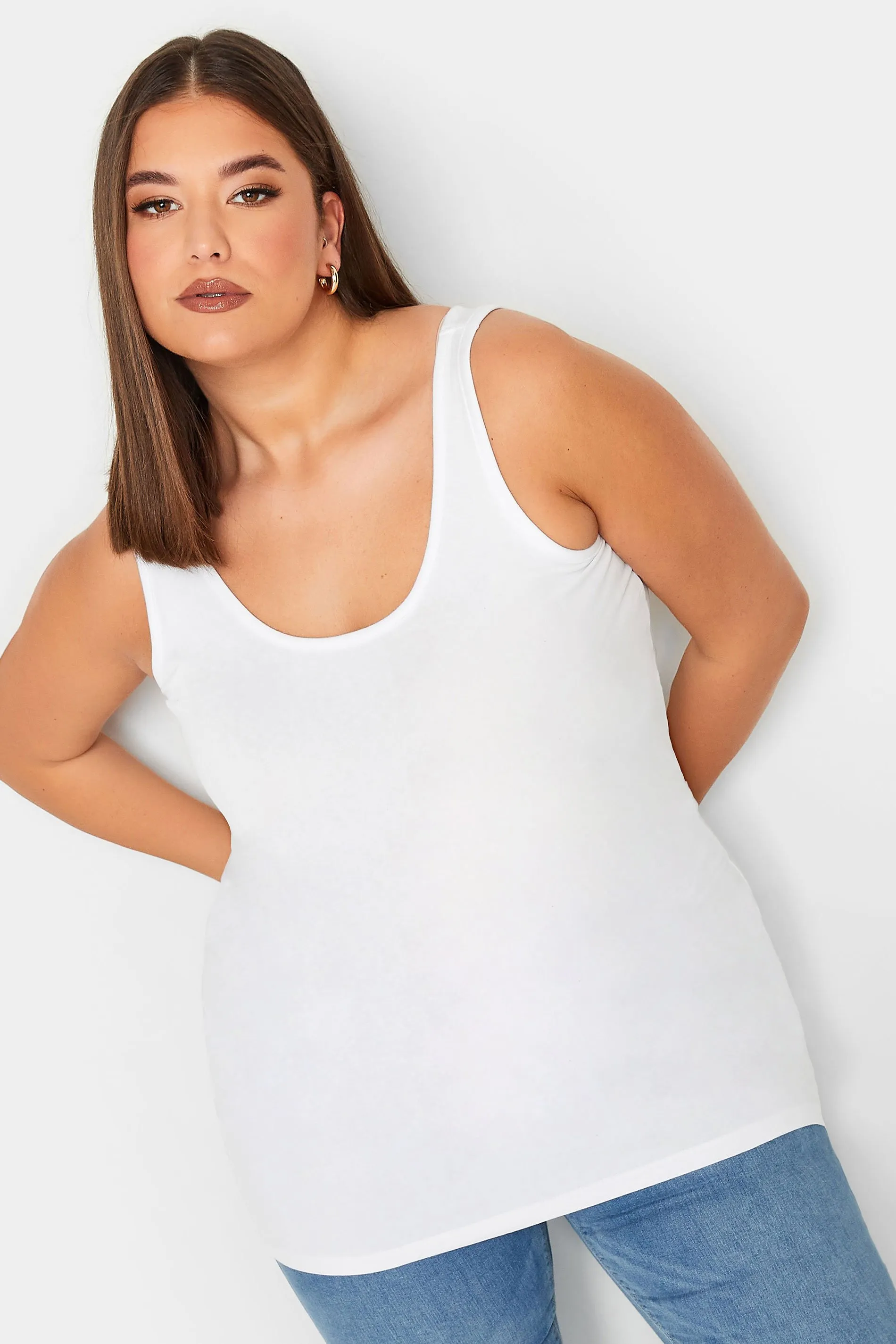 YOURS Curve White Longline Vest Top