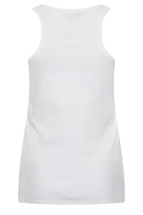 YOURS Curve White Ribbed Racer Back Vest Top