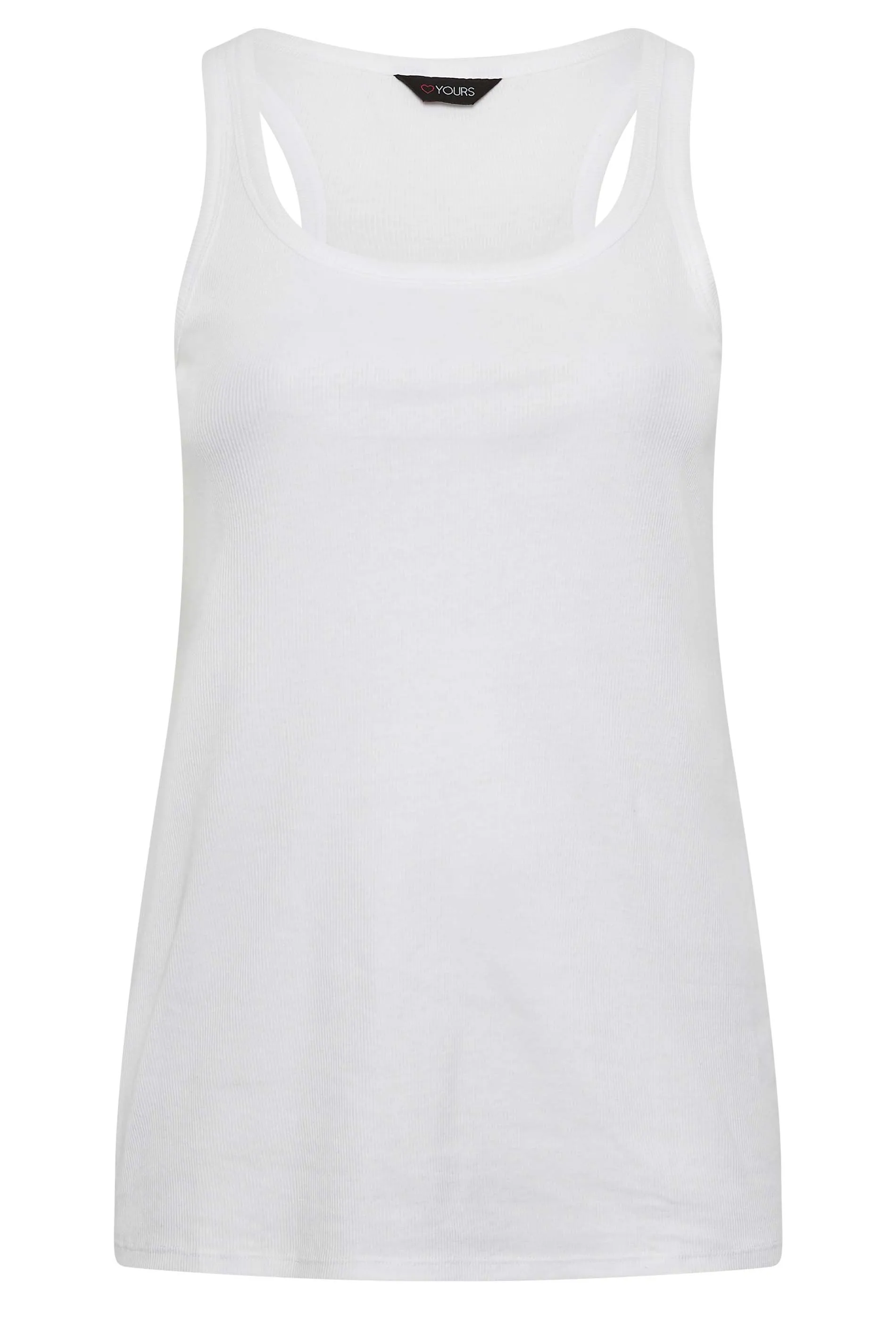 YOURS Curve White Ribbed Racer Back Vest Top