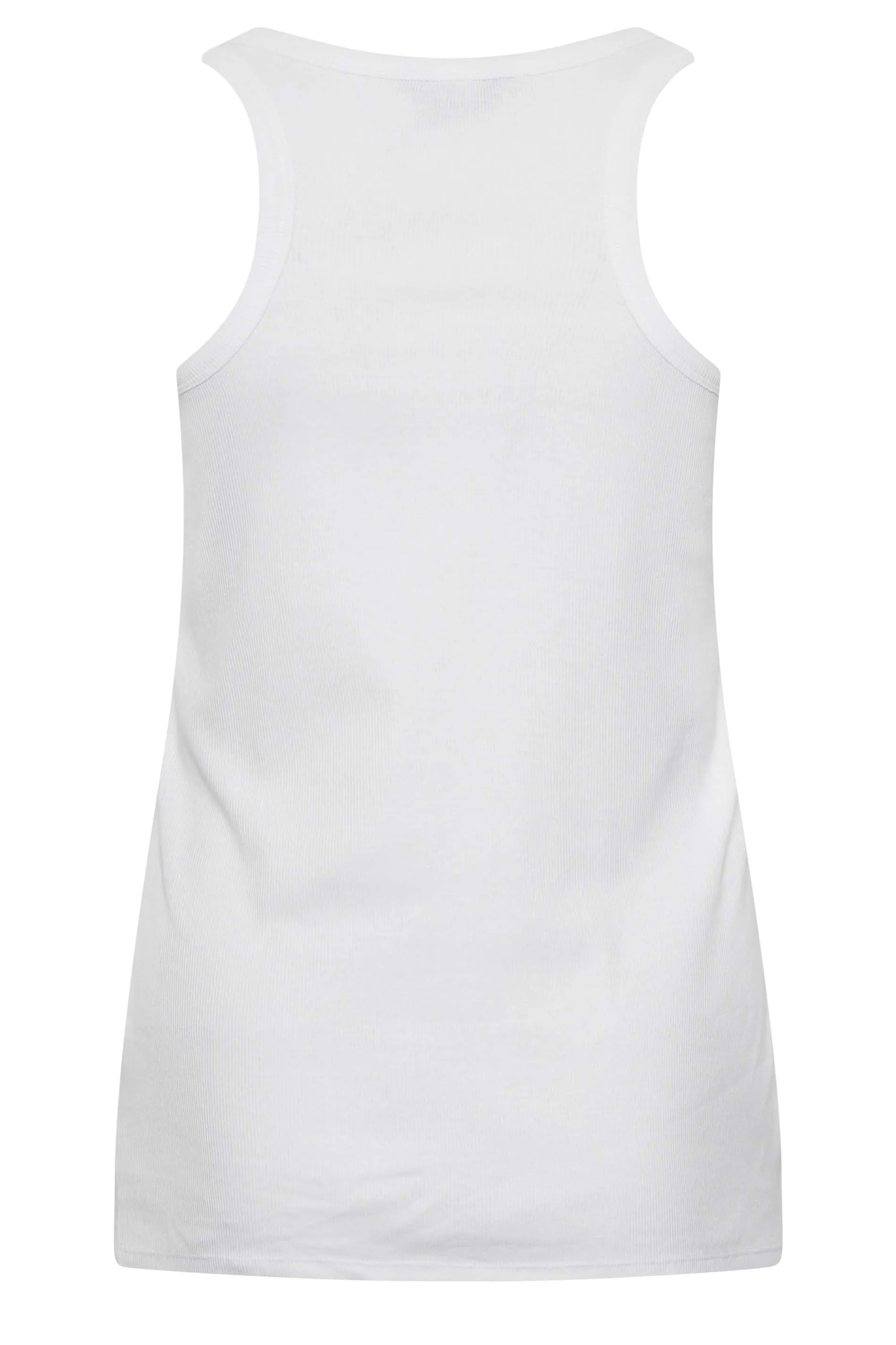 YOURS Curve White Ribbed Racer Back Vest Top