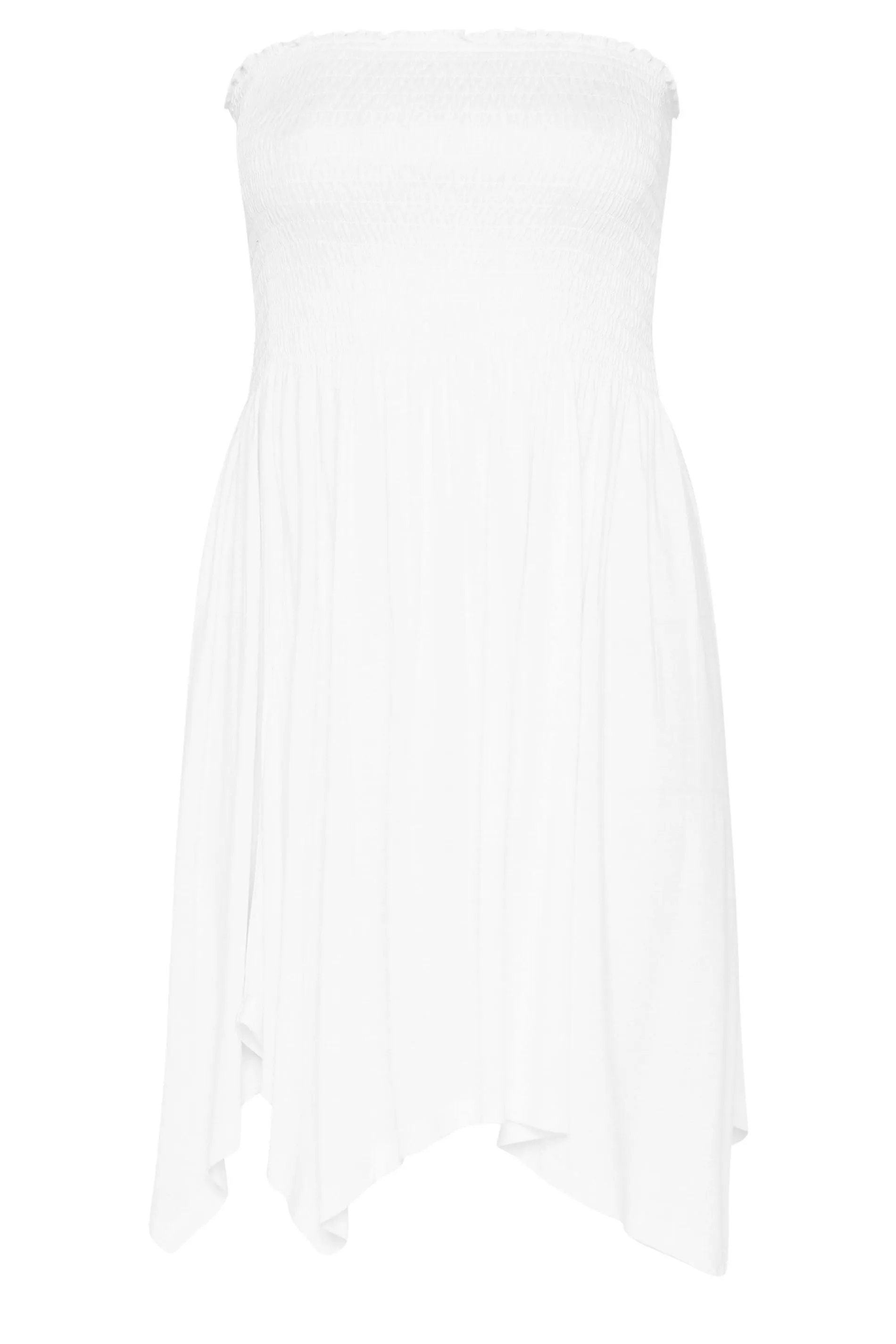 YOURS Curve White Shirred Bandeau Longline Top