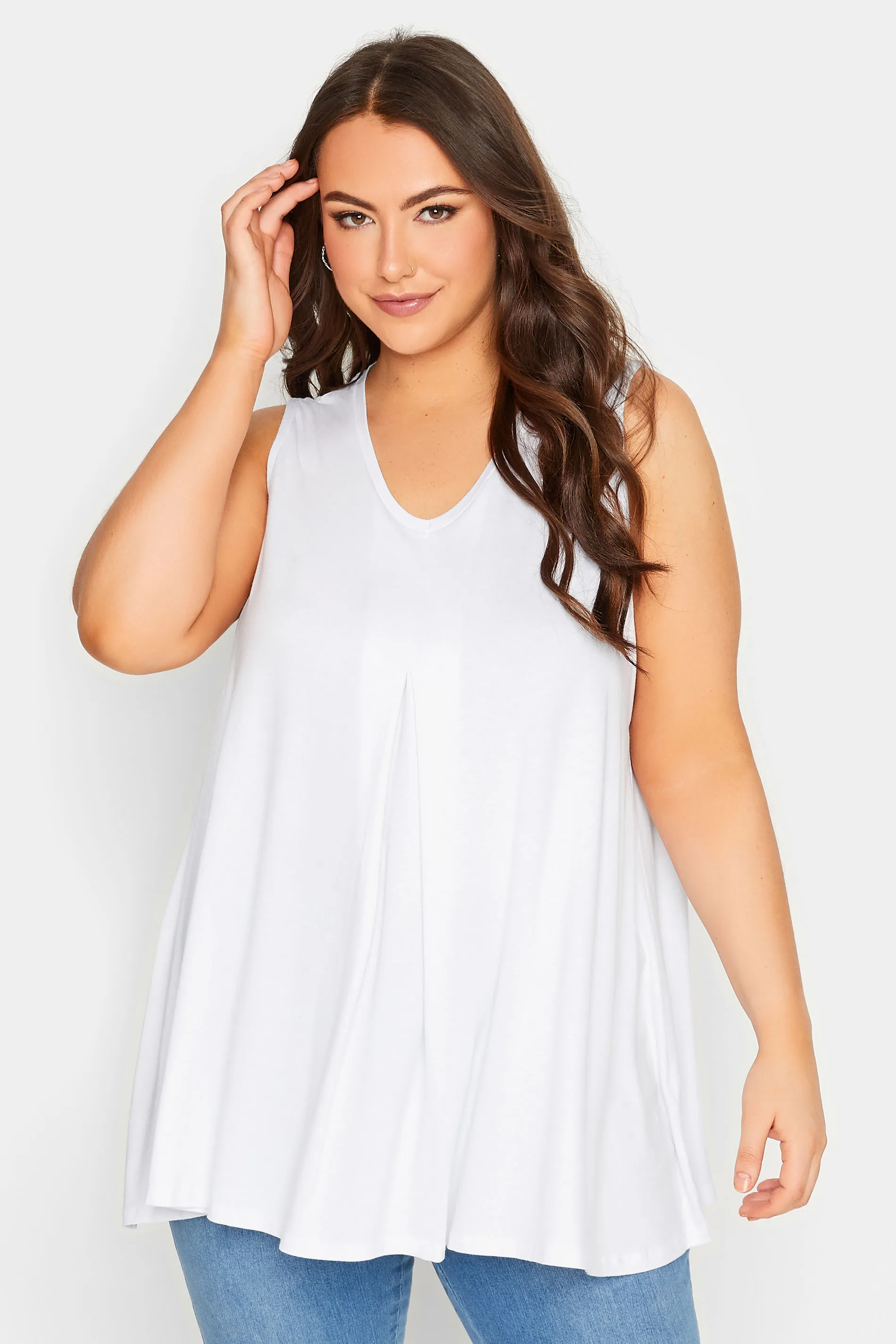 YOURS Curve White Swing Vest Top