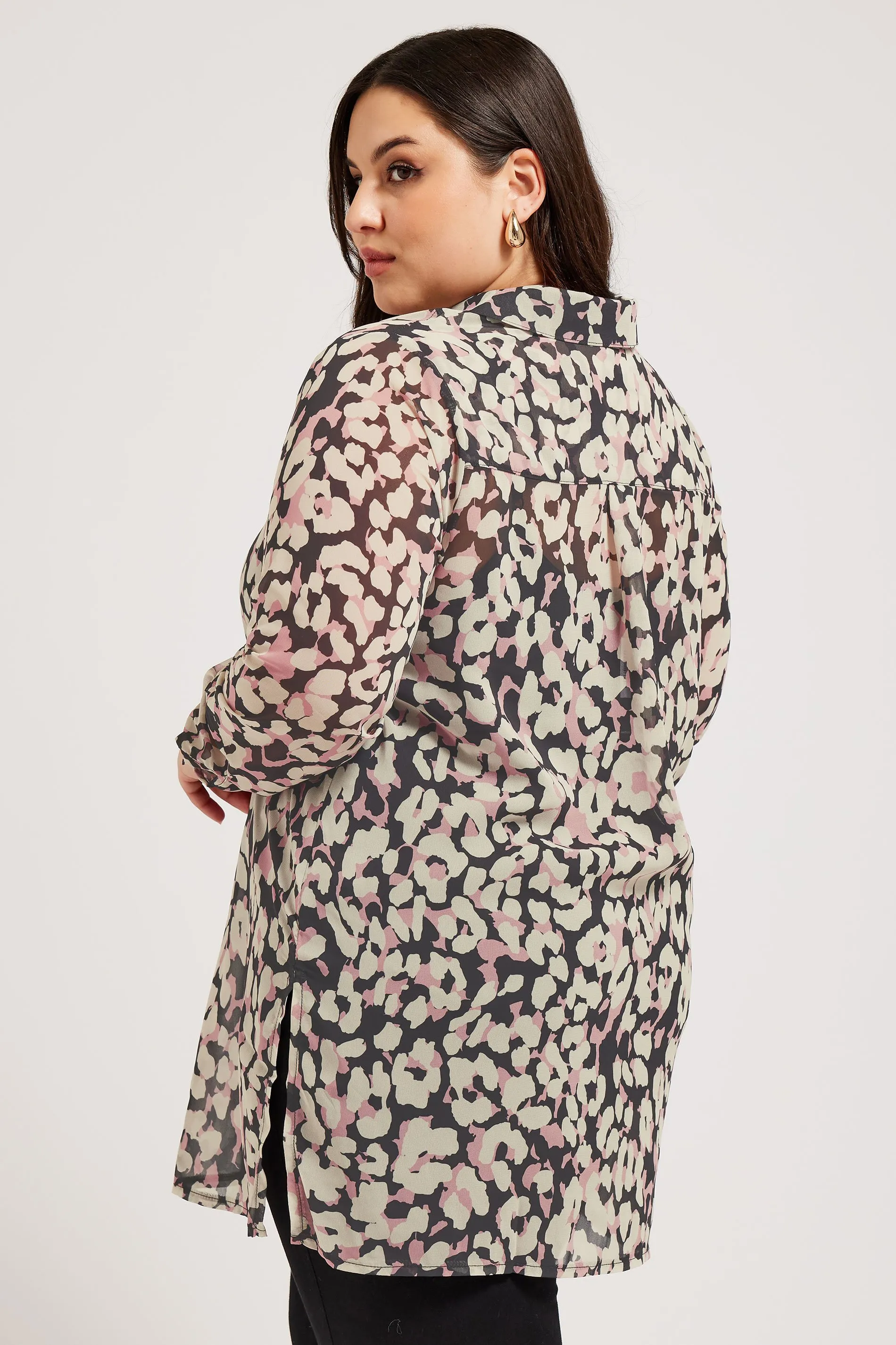 YOURS LONDON Curve Pink Animal Print  Longline Shirt